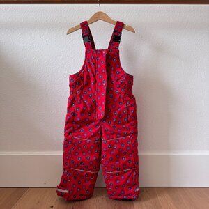 Vintage Hanna Andersson Snow Bibs in Red Flowers size 90- 3 Adjustable Hight